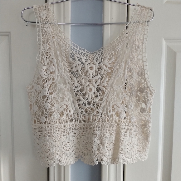 RAGA Beige Crochet Top XS - Picture 6 of 14